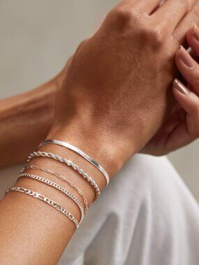 Stainless Steel Bracelet Set 5 Different Chain Styles to Layer or Individually